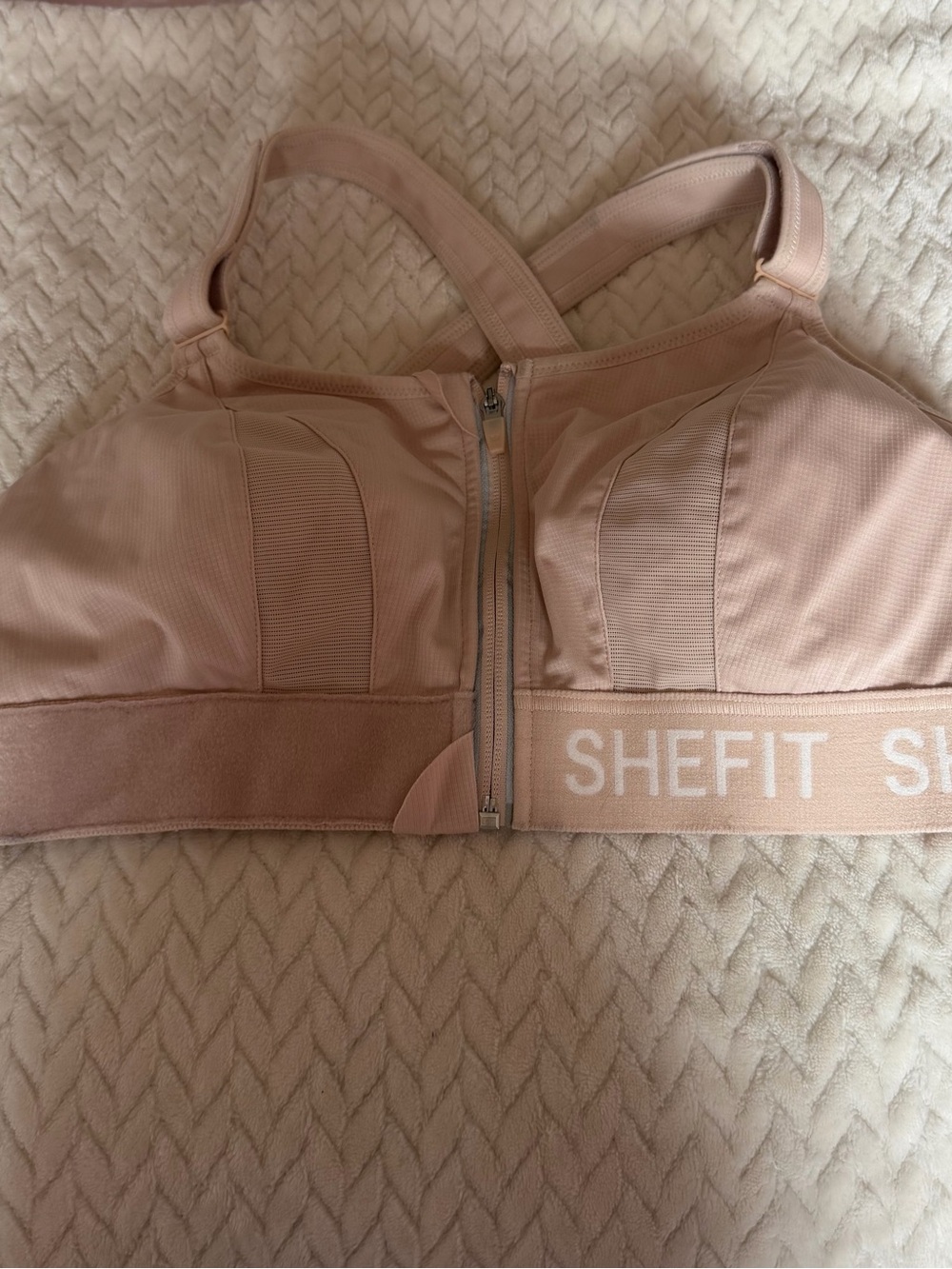 🦋SHEFIT Front-Zip Support Bra in Blush Pink